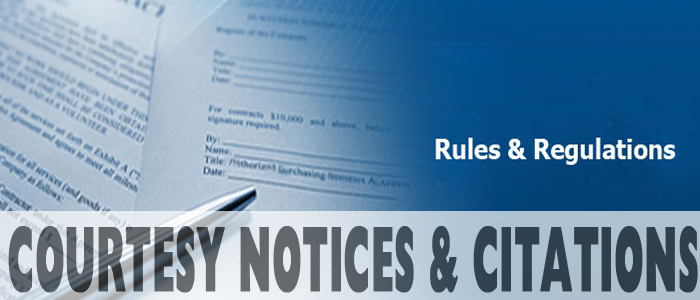 Courtesy Notices & Citation Banner: Displaying Forms and a pen