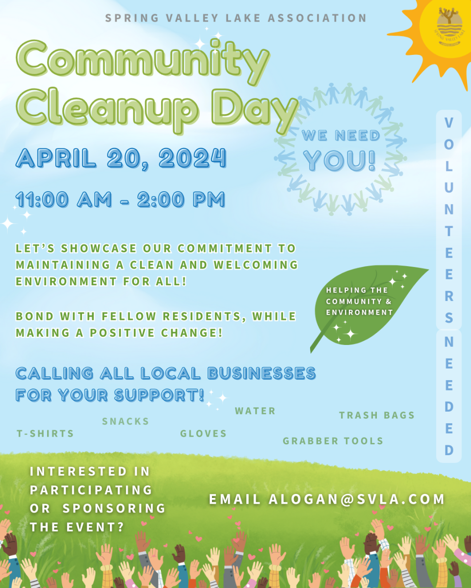 Community Clean Up Day: 11 AM to 2 PM. Volunteers Needed. Calling all Local Businesses for your support! Interested in participating or sponsoring the event, email alogan@svla.com