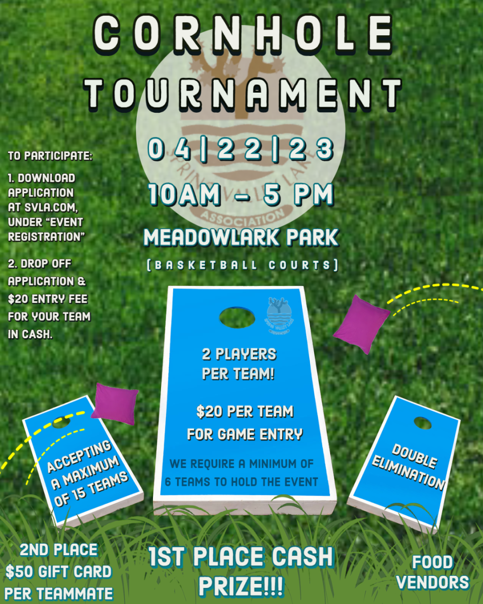 Cornhole Tournament: April 22, 2023 from 10 AM to 5:00 PM