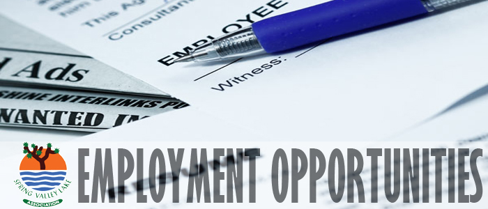Employment Opportunities banner: Displaying papers and a pen