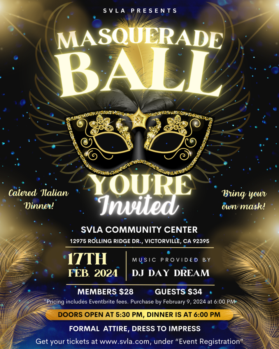 Masquerade Ball 2024: Feb. 17th at Community Center from 5:30 PM to 9:30 PM. Catered Italian Dinner & DJ